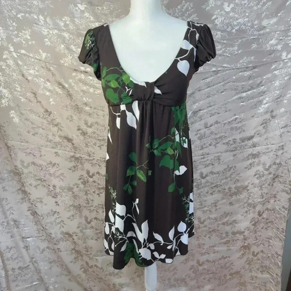 y2k Vintage Speechless Brown Babydoll Dress Leaf Pattern Size L - Picture 1 of 6